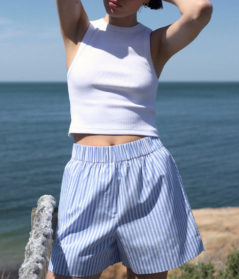 The Everything Short - French Blue Stripe